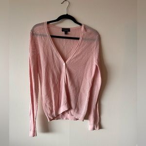 Ann Taylor Mesh Pink Cardigan - S (6-8)